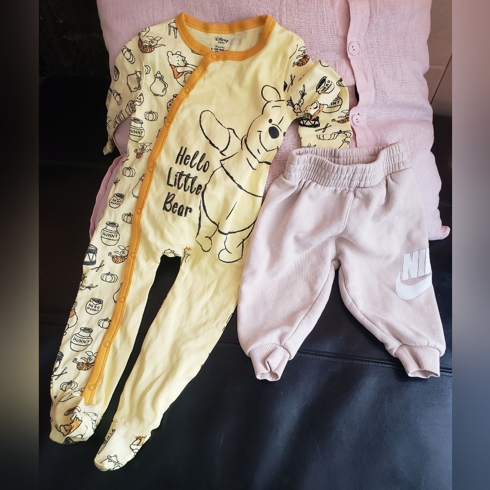 New Disney Baby Onesie 6-12 months and Nike Pants 12 months